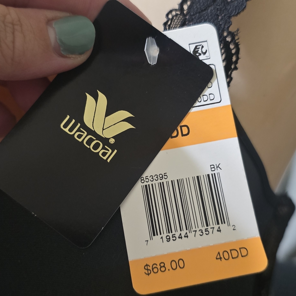 NWT Wacoal 853395 Black Vivid Encounter Bra Size 40 DD with Lace Detail - Picture 8 of 9